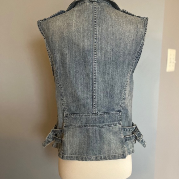 Rebecca Taylor Biker Moto Denim Vest Sleeveless Jacket Zipper Light Wash Gilet S - Picture 11 of 16